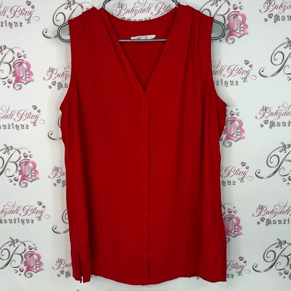 Cleo tank top flowy bright Bold Red V-Neck Tank Top classic